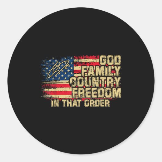 Sticker Rond God Family Country Dom In That Order For Suprters (Devant)