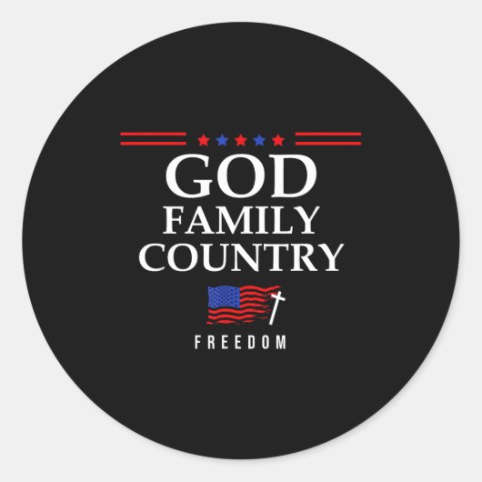 Sticker Rond God Family Country Us Flag Christian Saying Dom Je (Devant)