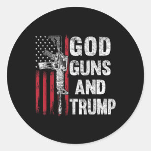 Sticker Rond God Guns Et Trump 2e Amendement Drapeau Ar15