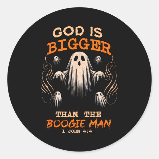 Sticker Rond God Is Bigger Soky Season Christian Funny Hallowee (Devant)