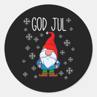 Sticker Rond God Jul Swedish Tomte Gnome Merry scandinave