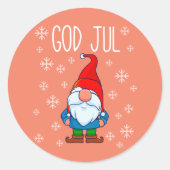 Sticker Rond God Jul, Swedish Tomte Gnome, Merry Scandinave (Devant)