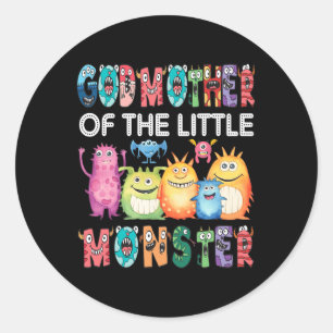 Sticker Rond Godmère Du Petit Monstre Enfants 1er anniversaire
