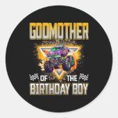 Sticker Rond Godmother Of The Birthday Boy Monster Truck Birthd (Devant)