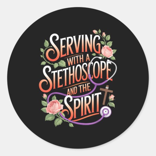 Sticker Rond God's Work In Scrubs Jesus Faith God Cna Christian (Devant)