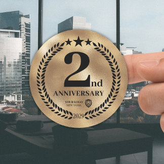 Sticker Rond Gold 2e anniversaire du logo d'entreprise commémor
