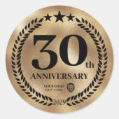 Sticker Rond Gold 30th Anniversary Business Logo Commemorative (Devant)