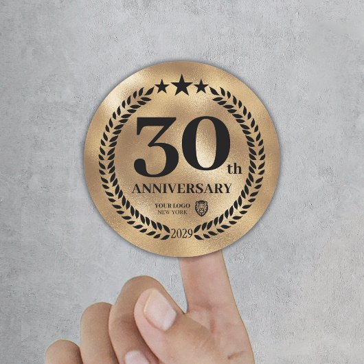 Sticker Rond Gold 30th Anniversary Business Logo Commemorative