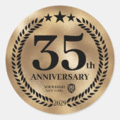 Sticker Rond Gold 35th Anniversary Logo d'entreprise Commémorat (Devant)