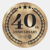 Sticker Rond Gold 40th Anniversary Logo d'entreprise Commémorat (Devant)