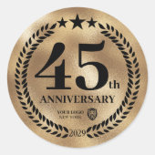 Sticker Rond Gold 45th Anniversary Logo d'entreprise Commémorat (Devant)
