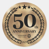 Sticker Rond Gold 50th Anniversary Business Logo Commemorative (Devant)