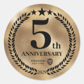 Sticker Rond Gold 5th Anniversary Logo d'entreprise Commémorati (Devant)