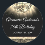 Sticker Rond Gold 70th Birthday Party 70's Disco Ball<br><div class="desc">Ajoutez une touche de glamour disco à votre fête du 70e anniversaire avec notre Sticker Disco Ball 70e Gold Party 70's. Cet autocollant saisit l'essence de l'ère de la discothèque, ce qui en fait le choix parfait pour un billard rétro ou tout événement où vous voulez insuffler une touche de...</div>