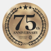 Sticker Rond Gold 75th Anniversary Logo d'entreprise Commémorat (Devant)