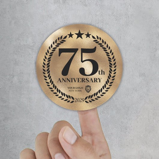 Sticker Rond Gold 75th Anniversary Logo d'entreprise Commémorat