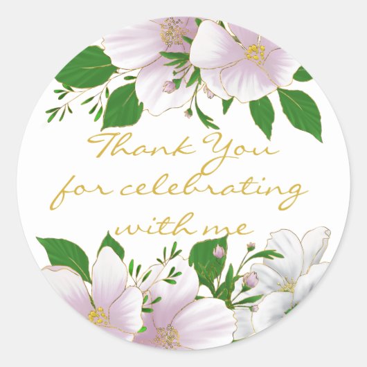 Sticker Rond Gold a souligné Élégant Mariage rose floral (Devant)