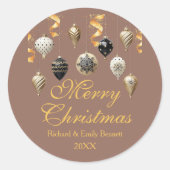 Sticker Rond Gold and Black Christmas Baubles (Devant)
