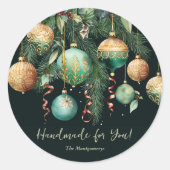 Sticker Rond Gold and Green Christmas Ornaments (Devant)