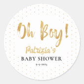 Sticker Rond Gold Baby shower Oh mon garçon (Devant)