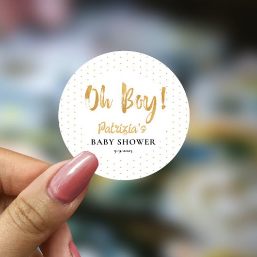 Sticker Rond Gold Baby shower Oh mon garçon