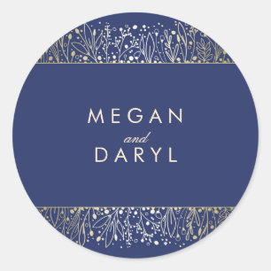 Sticker Rond Gold Baby's Breath Filigree Mariage de la marine