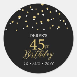 Sticker Rond Gold & Black 45e anniversaire Favor Merci