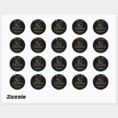 Sticker Rond Gold Black 50 et fabuleuse fête d'anniversaire (Feuille)