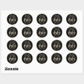 Sticker Rond Gold Black 60e anniversaire Merci Confetti (Feuille)