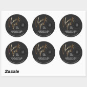 Sticker Rond Gold Black Business Name Merci (Feuille)