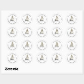 Sticker Rond Gold Black Christmas Tree Retour Nom Adresse (Feuille)