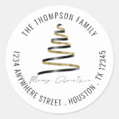 Sticker Rond Gold Black Christmas Tree Retour Nom Adresse (Devant)