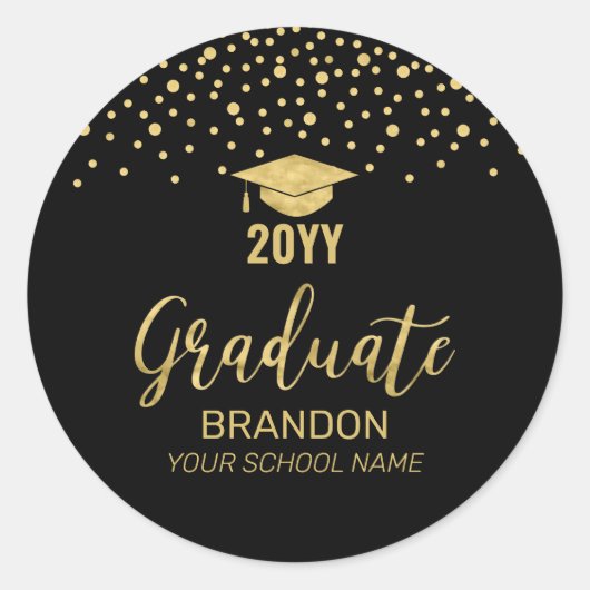 Sticker Rond Gold Black Confeti 2022 (Devant)