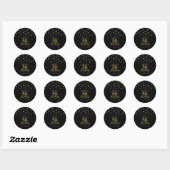 Sticker Rond Gold & Black Confetti 50e Anniversaire Fête Faveur (Feuille)