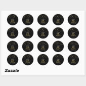 Sticker Rond Gold & Black Confetti 55e Anniversaire Fête Faveur (Feuille)