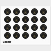 Sticker Rond Gold & Black Confetti 60e Anniversaire Fête Faveur (Feuille)