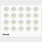 Sticker Rond Gold Black Confetti Graduation 2025 (Feuille)