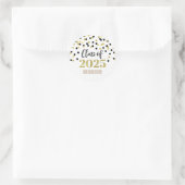 Sticker Rond Gold Black Confetti Graduation 2025 (Sac)