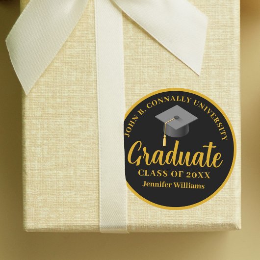 Sticker Rond Gold Black Graduate Party