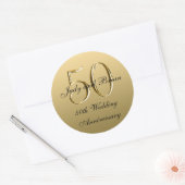 Sticker Rond Gold Black Metallic 50e anniversaire de Mariage (Enveloppe)