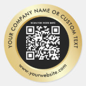 Sticker Rond Gold Black QR Code Entreprise Emballage Livraison (Devant)