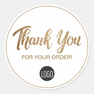 Sticker Rond Gold Black Votre logo ici Merci pour votre command
