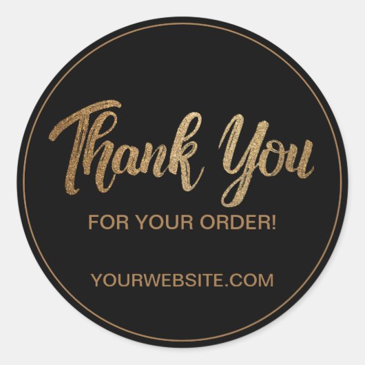 Sticker Rond Gold Black Votre site Merci pour la commande (Devant)