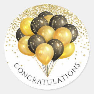 Sticker Rond Gold Black White Retraite Party