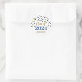 Sticker Rond Gold Blue Confetti Graduation 2024 (Sac)