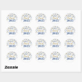 Sticker Rond Gold Blue Confetti Graduation 2025 (Feuille)