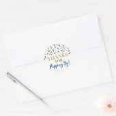 Sticker Rond Gold Blue Confetti Merci pour Popping By (Enveloppe)