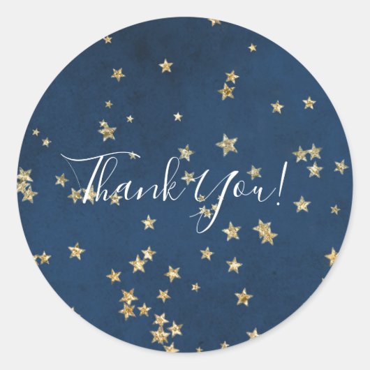 Sticker Rond Gold & Blue Twinkle Stars Ciels célestes Favoriser (Devant)