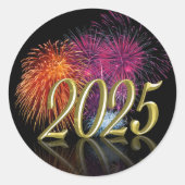 Sticker Rond Gold Bonne année 2025 Fireworks (Devant)