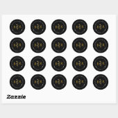 Sticker Rond Gold Botanical Custom Foil Monogram  (Feuille)